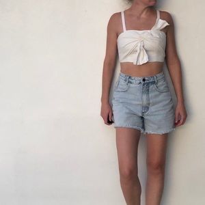 Farm Rio cropped, bow-tied top